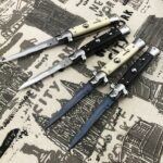 Ніж AGA Campolin 9" Picklock CURVED Automatic Italian Stiletto світлий з синім клинком